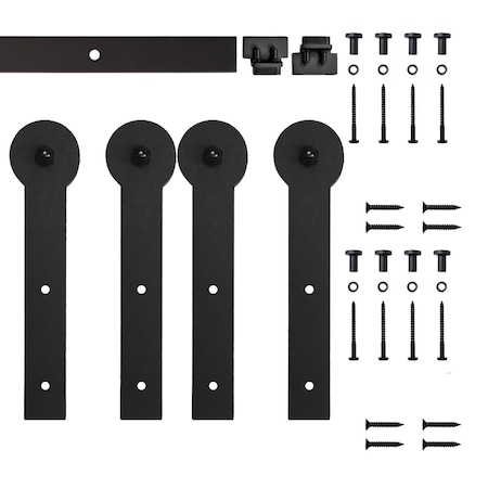 Quiet Glide Soft Close 60" Black Round Stick Mini Double Barn Door Hardware NT.1310.09.08-60-2-SC